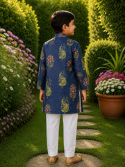 Boys Traditional Kurta Pyjama Set - Royal Navy (Style BK166)