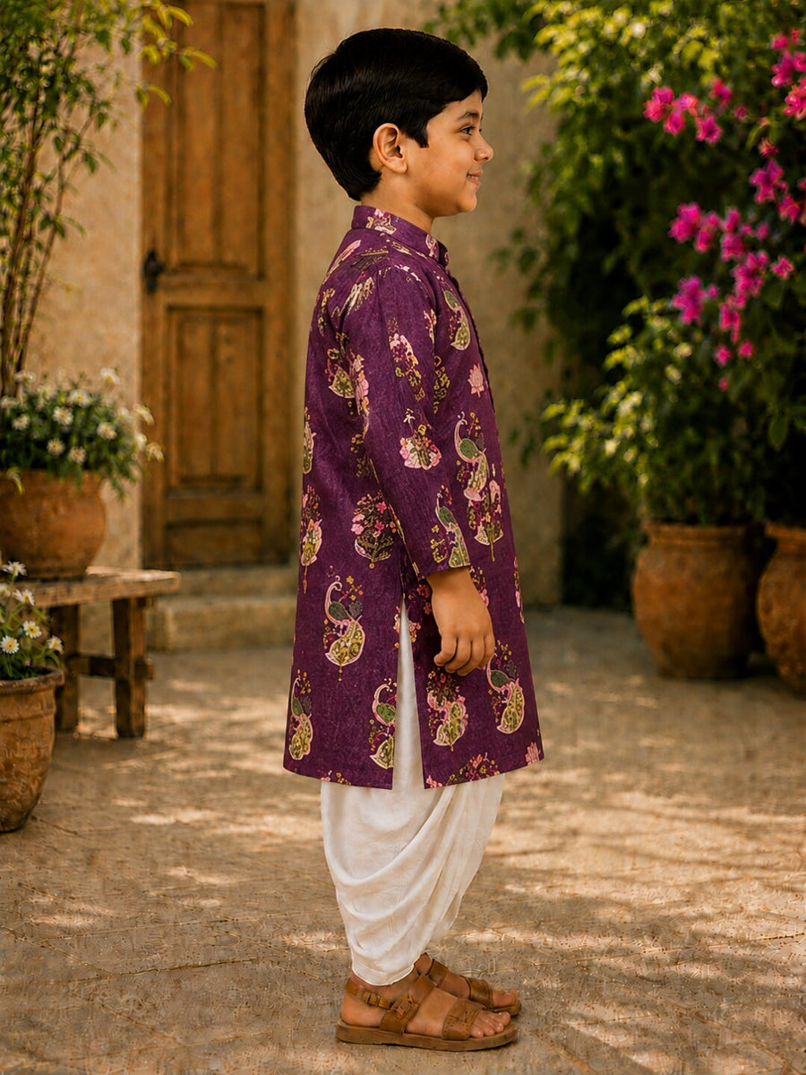 Boys Festive Kurta Dhotipant Set - Purple (Style BK167)