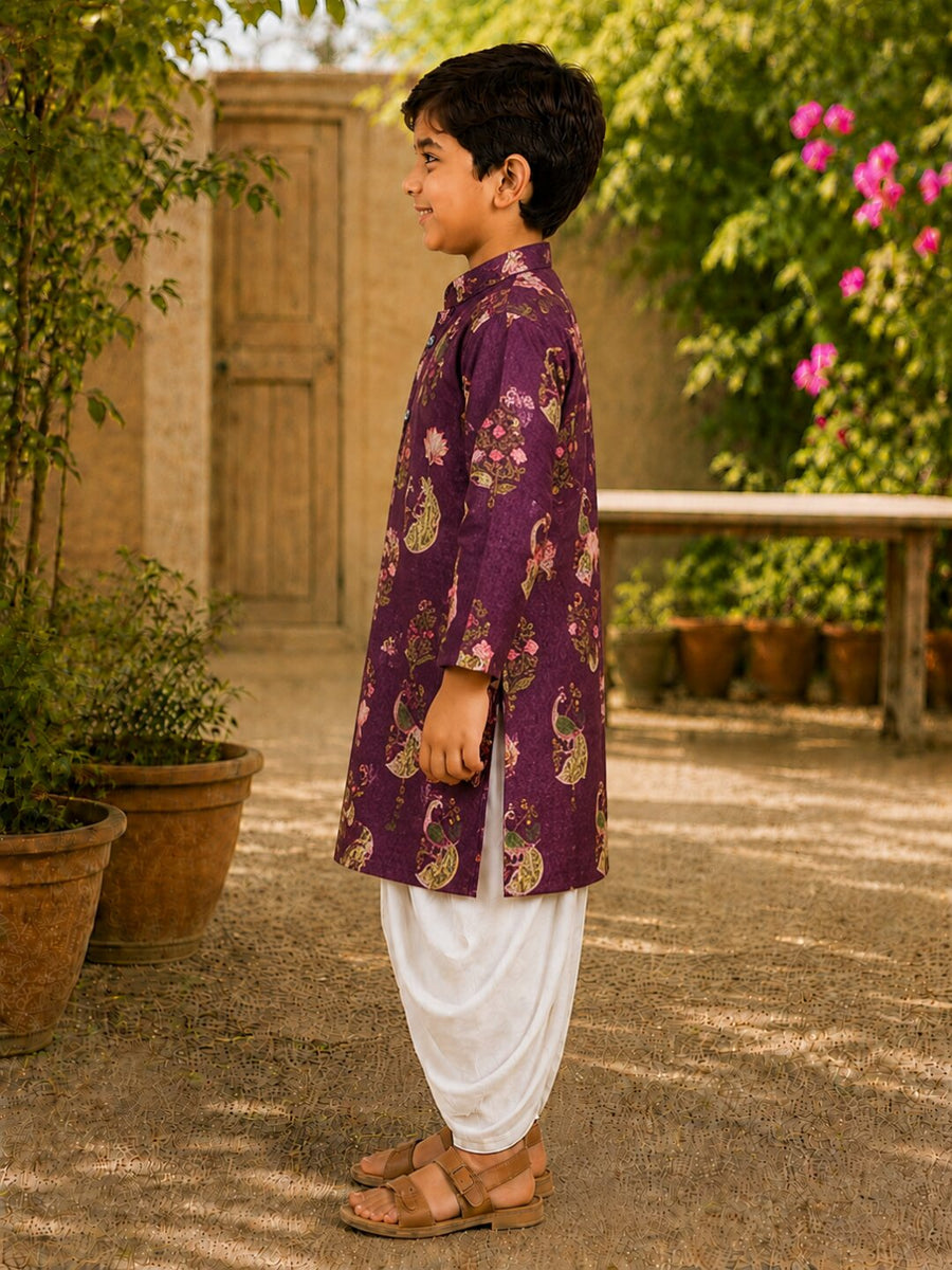 Boys Festive Kurta Dhotipant Set - Purple (Style BK167)