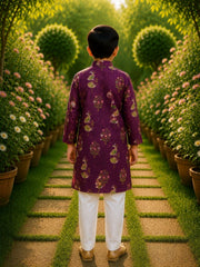 Boys Traditional Kurta Pyjama Set - Purple (Style BK167)