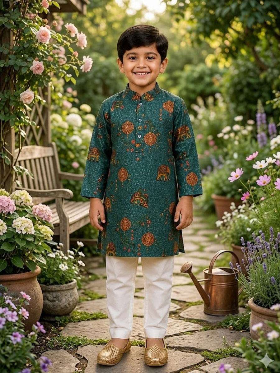 Boys Traditional Kurta Pyjama Set - Grey (Style BK169)