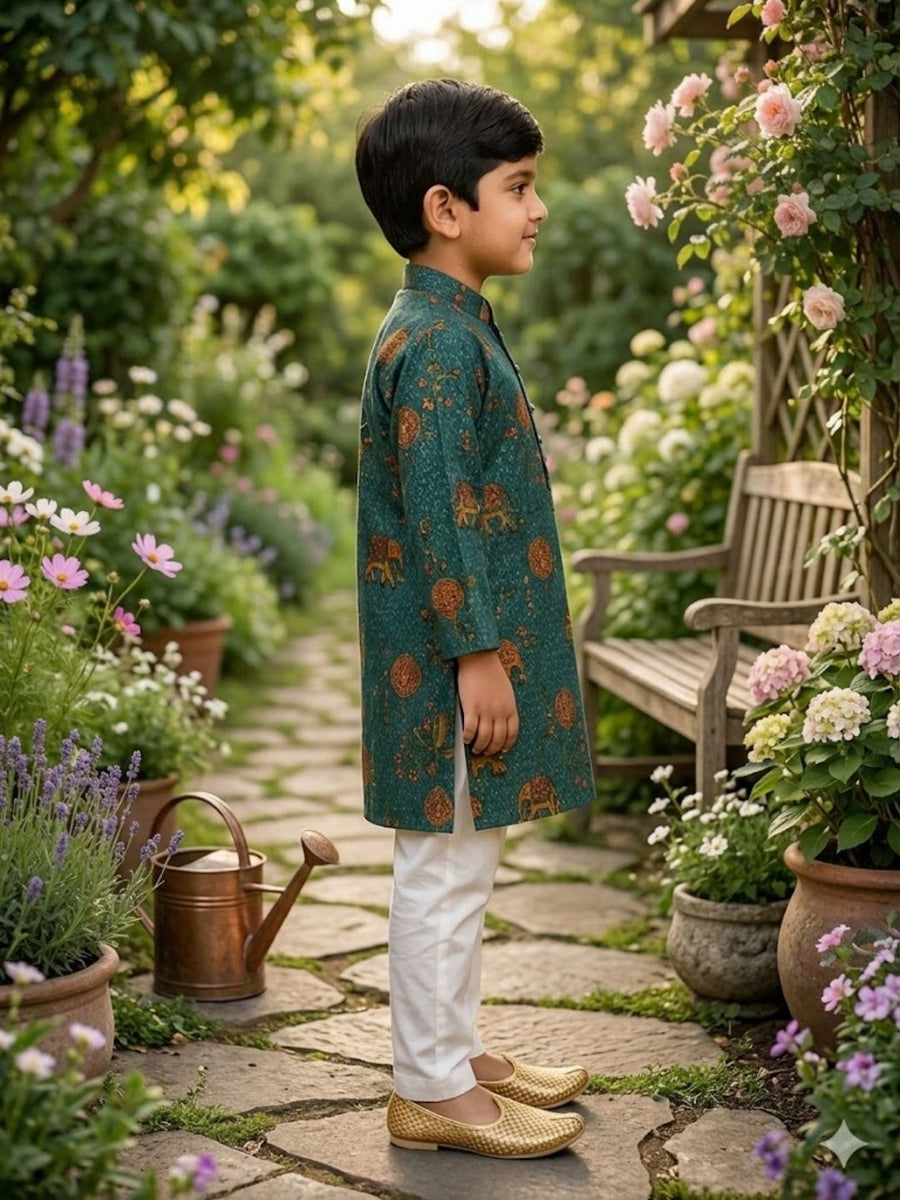 Boys Traditional Kurta Pyjama Set - Grey (Style BK169)