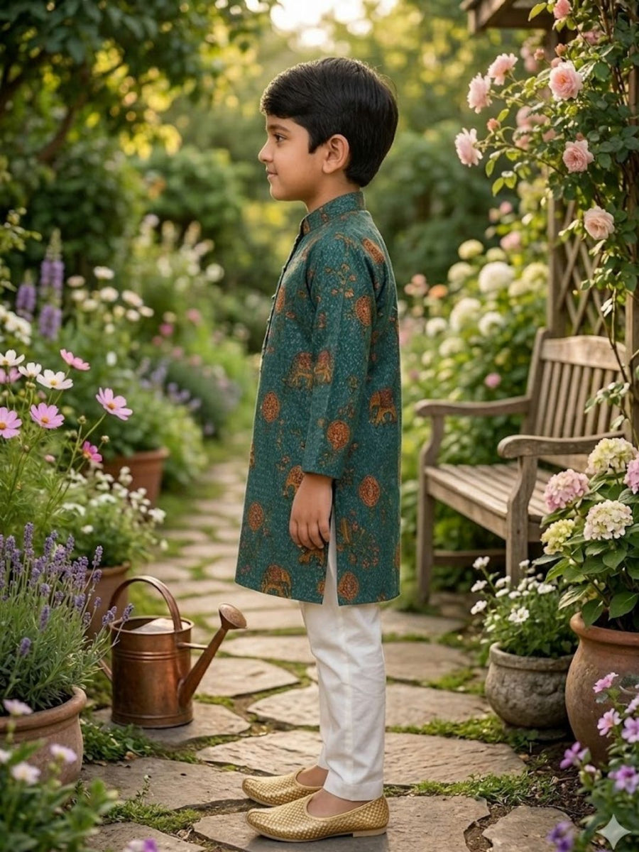 Boys Traditional Kurta Pyjama Set - Grey (Style BK169)