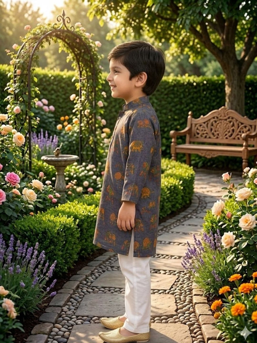 Boys Traditional Kurta Pyjama Set - Lavender (Style BK170)