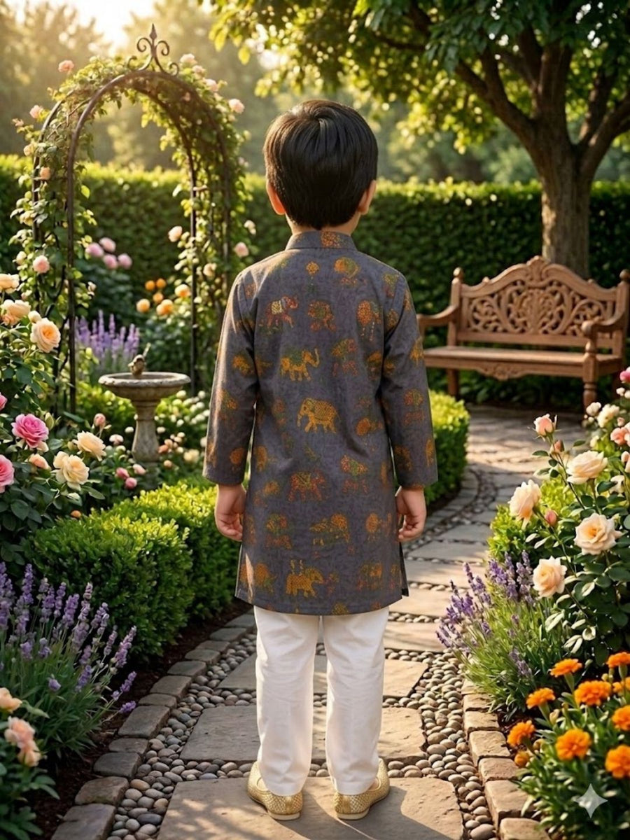 Boys Traditional Kurta Pyjama Set - Lavender (Style BK170)