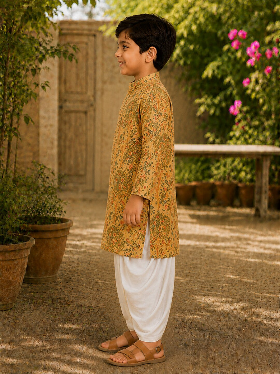 Boys Festive Kurta Dhotipant Set - Gold (Style BK172)