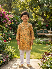 Boys Traditional Kurta Pyjama Set - Gold (Style BK172)