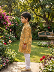Boys Traditional Kurta Pyjama Set - Gold (Style BK172)