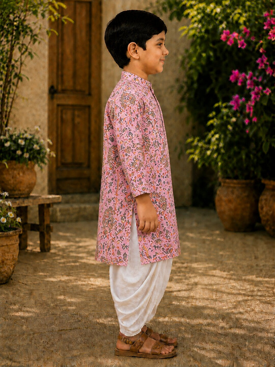 Boys Festive Kurta Dhotipant Set - Pink (Style BK173)