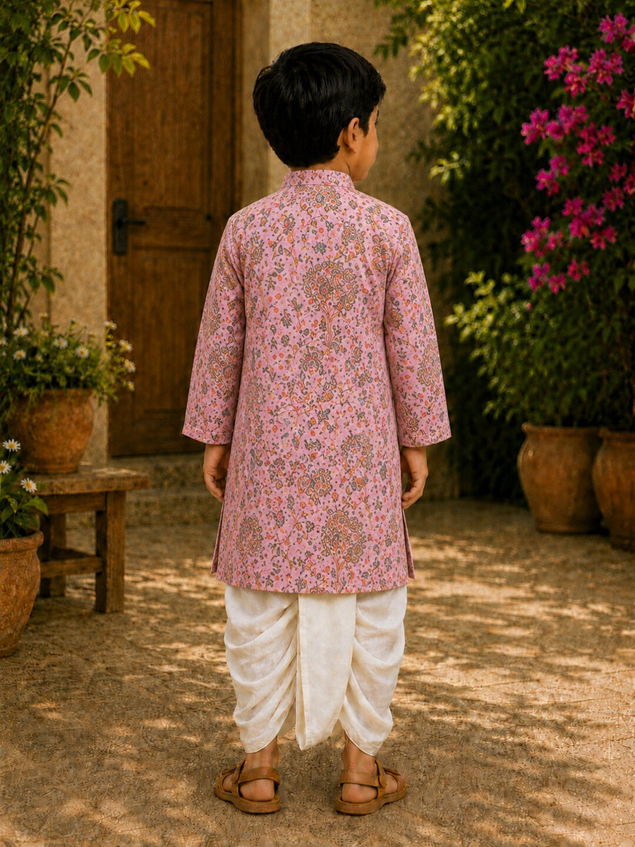 Boys Festive Kurta Dhotipant Set - Pink (Style BK173)