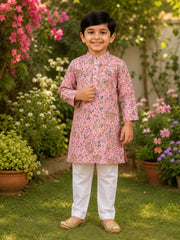 Boys Traditional Kurta Pyjama Set - Pink (Style BK173)