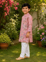 Boys Traditional Kurta Pyjama Set - Pink (Style BK173)