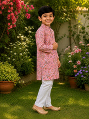 Boys Traditional Kurta Pyjama Set - Pink (Style BK173)