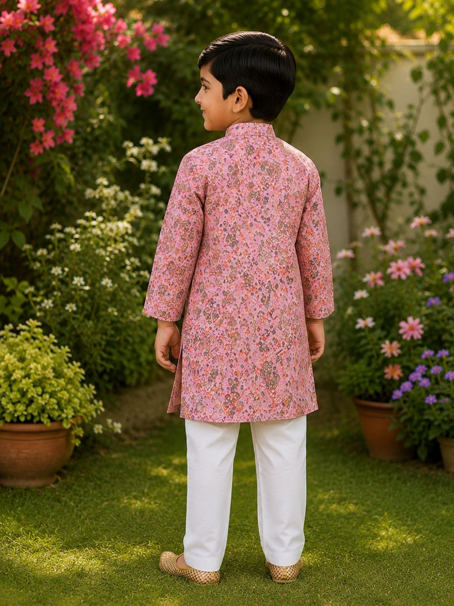 Boys Traditional Kurta Pyjama Set - Pink (Style BK173)