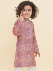 Boy's Floral Print Kurta