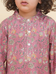 Boy's Floral Print Kurta Pyjama Set