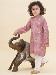 Boy's Floral Print Kurta Pyjama Set