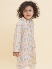 Boy's Floral Print Kurta