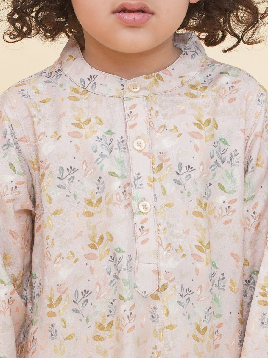 Boy's Floral Print Kurta