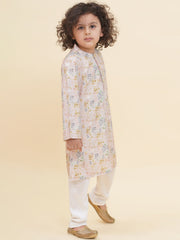 Boy's Floral Print Kurta Pyjama Set