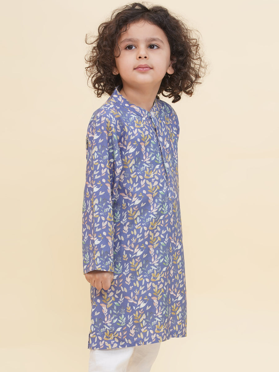 Boy's Floral Print Kurta