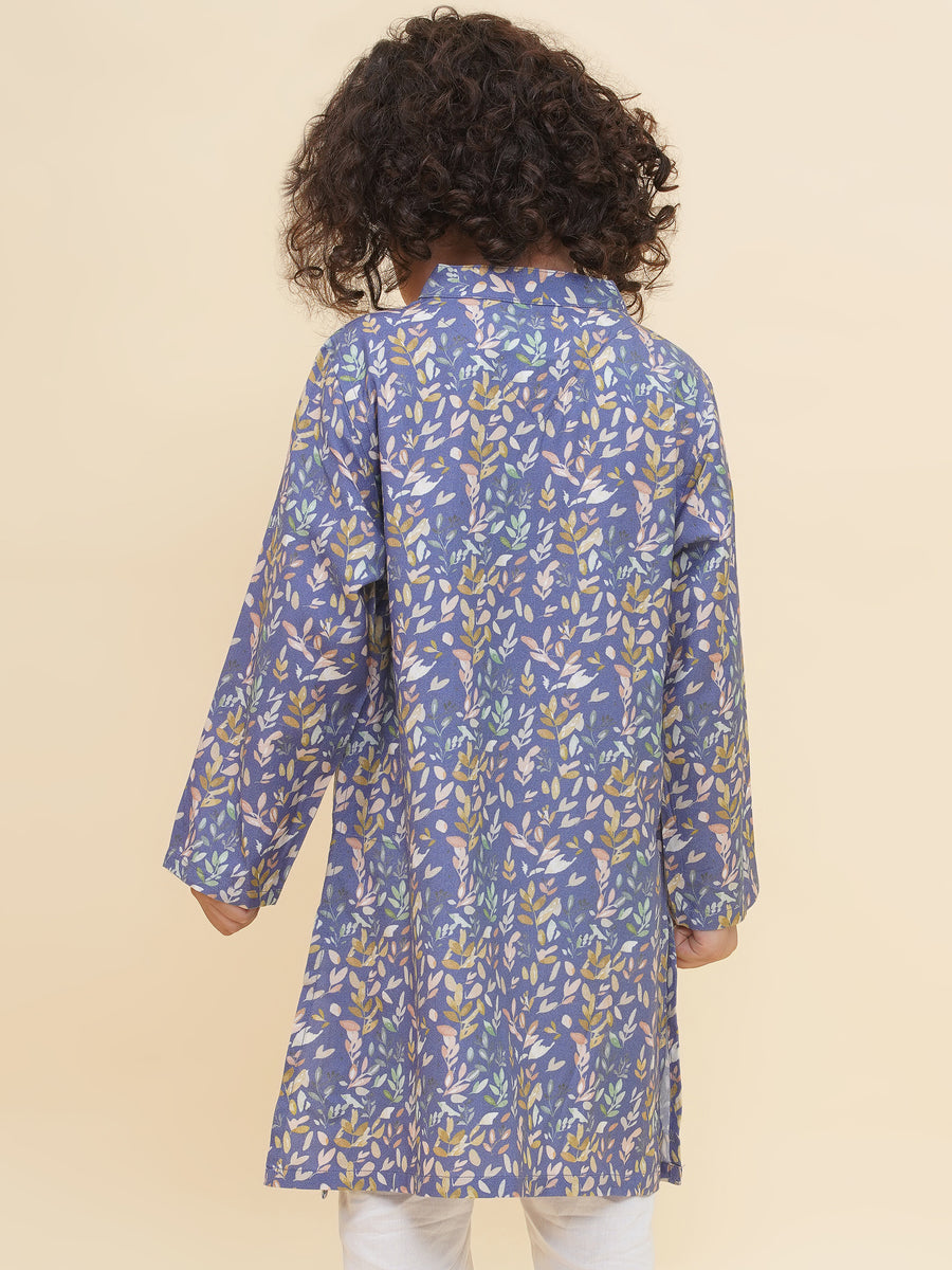 Boy's Floral Print Kurta