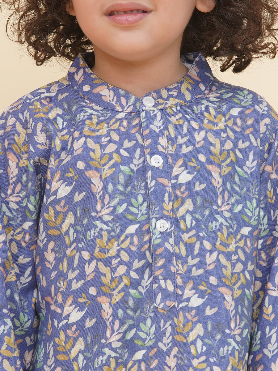 Boy's Floral Print Kurta