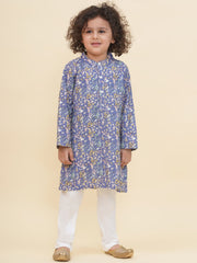 Boy's Floral Print Kurta Pyjama Set