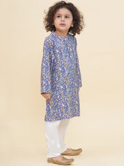 Boy's Floral Print Kurta Pyjama Set