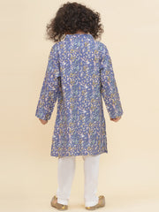 Boy's Floral Print Kurta Pyjama Set