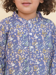 Boy's Floral Print Kurta Pyjama Set