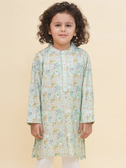 Boy's Floral Print Kurta