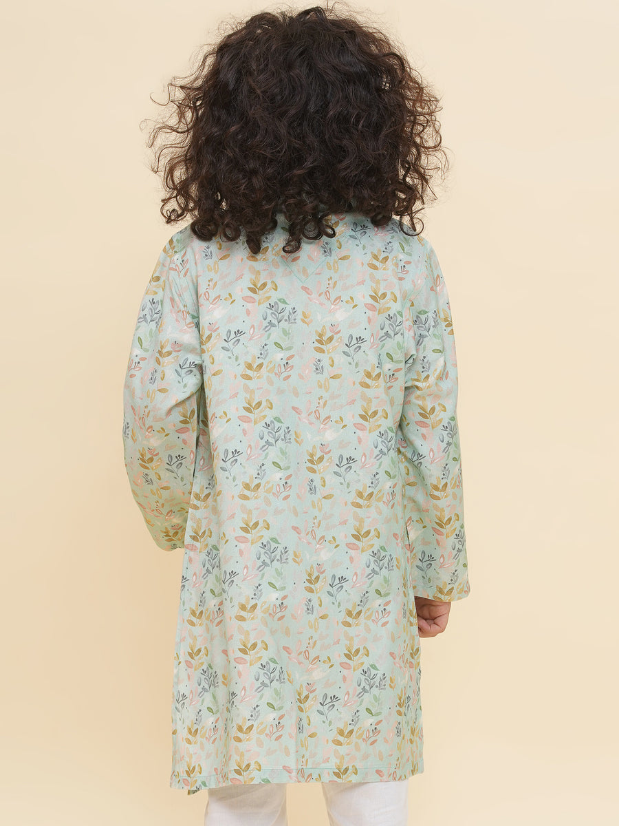 Boy's Floral Print Kurta