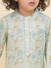 Boy's Floral Print Kurta