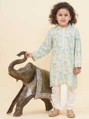 Boy's Floral Print Kurta DhotiPant Set