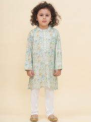 Boy's Floral Print Kurta Pyjama Set