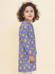 Boy's Floral Print Kurta