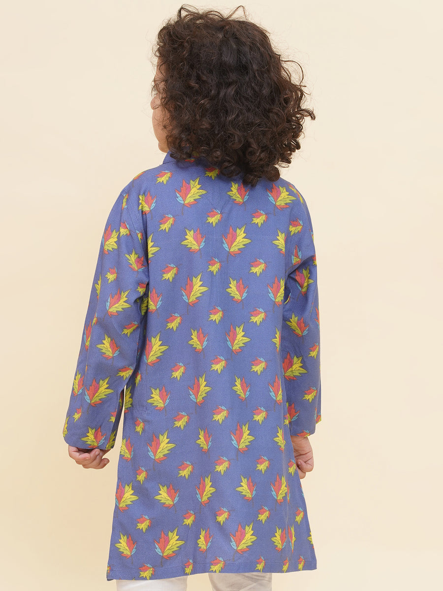 Boy's Floral Print Kurta