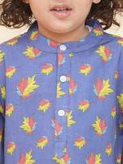 Boy's Floral Print Kurta