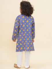 Boy's Floral Print Kurta Pyjama Set