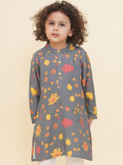 Boy's Floral Print Kurta