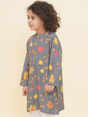 Boy's Floral Print Kurta