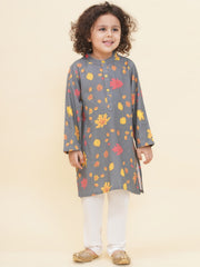 Boy's Floral Print Kurta Pyjama Set