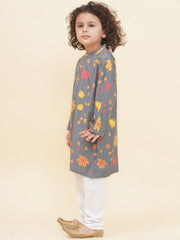 Boy's Floral Print Kurta Pyjama Set