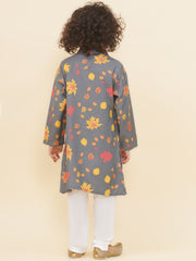 Boy's Floral Print Kurta Pyjama Set