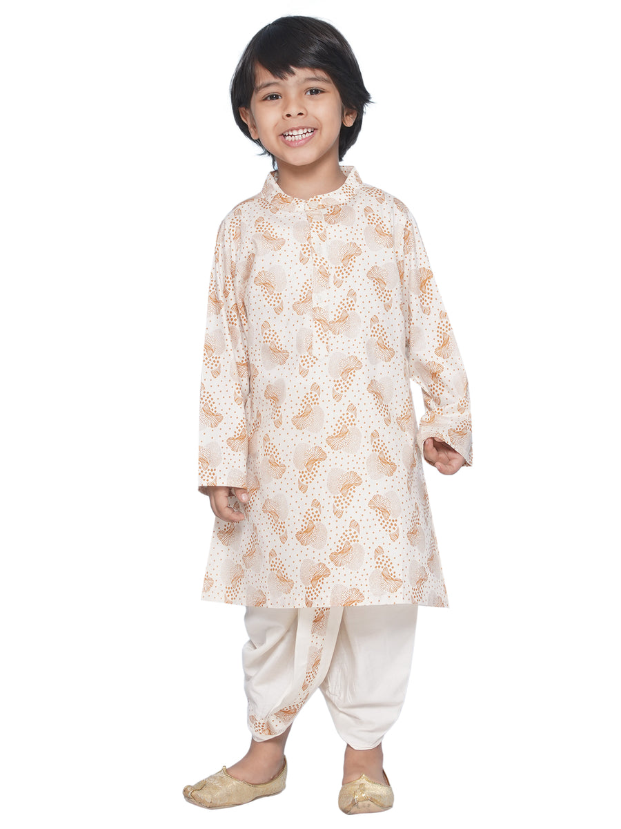 Boys Leaf Design Printed Kurta Dhotipant Set