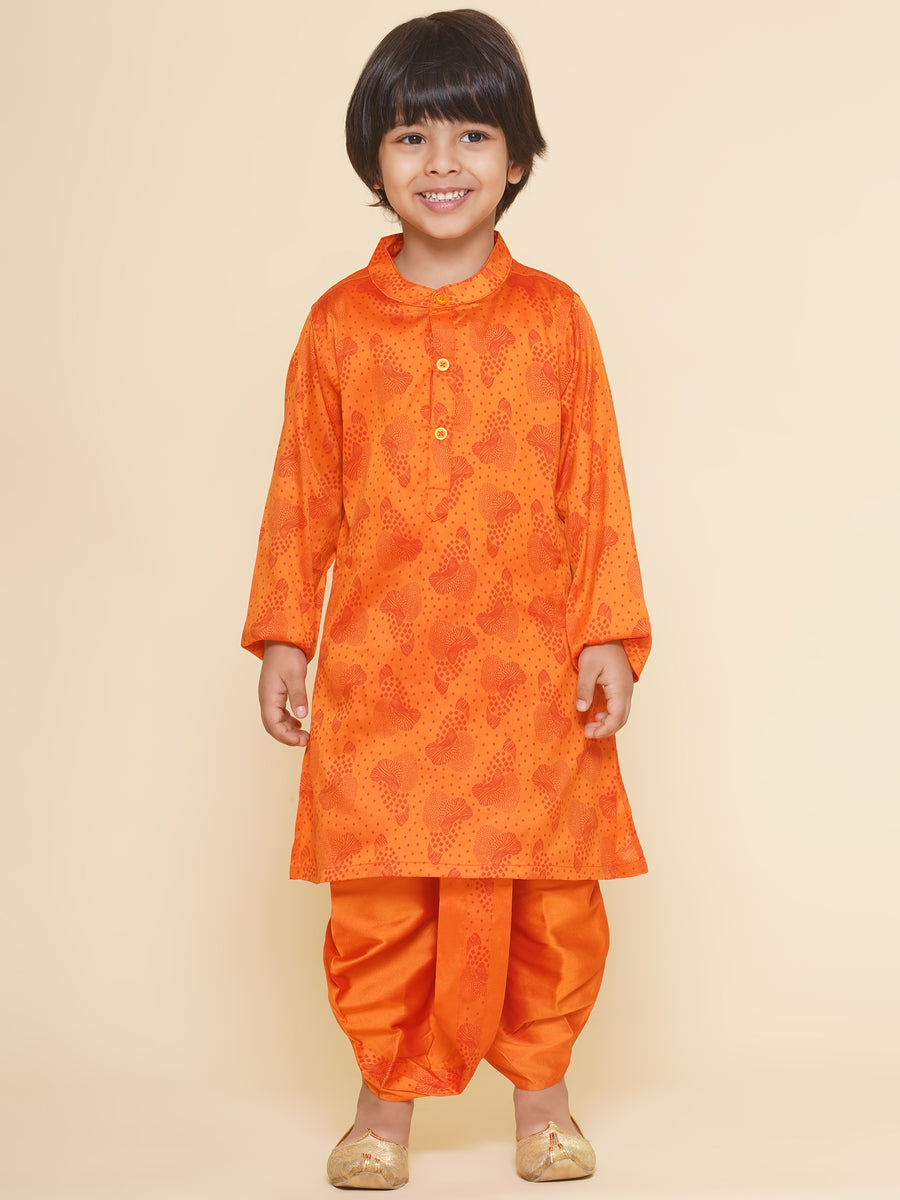 Boys Leaf Design Printed Kurta Dhotipant Set