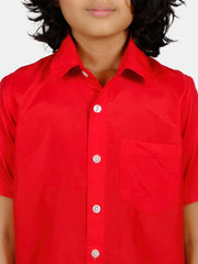 Boys Red Colour Polyester Shirt