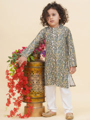 Boy's Floral Print Kurta