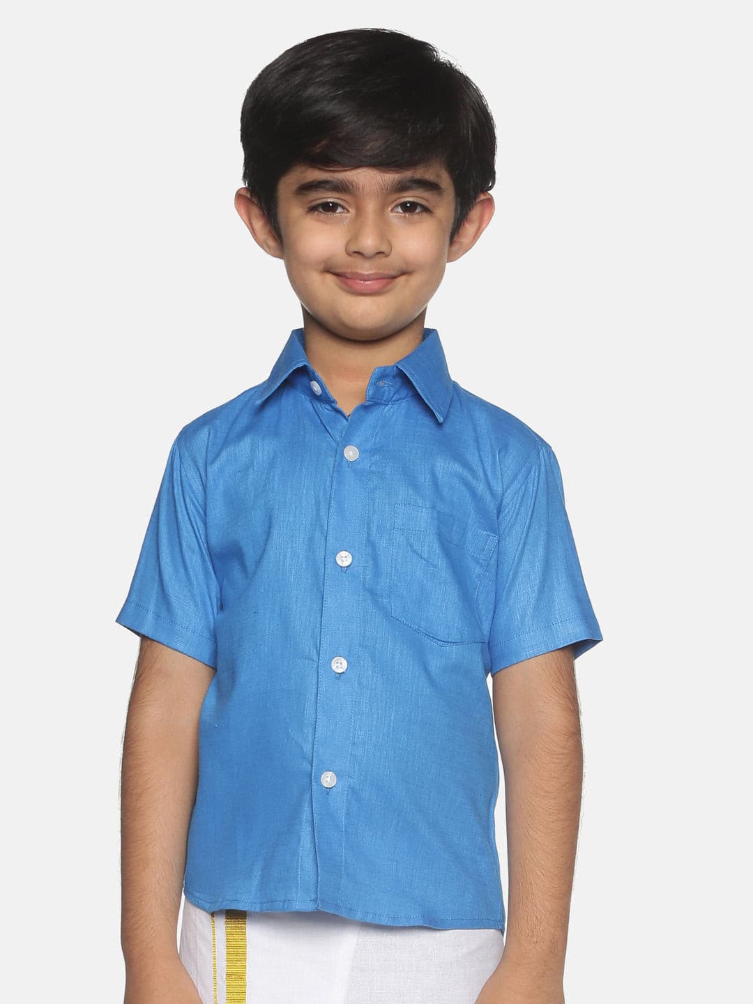Boys Blue Colour Cotton Shirt